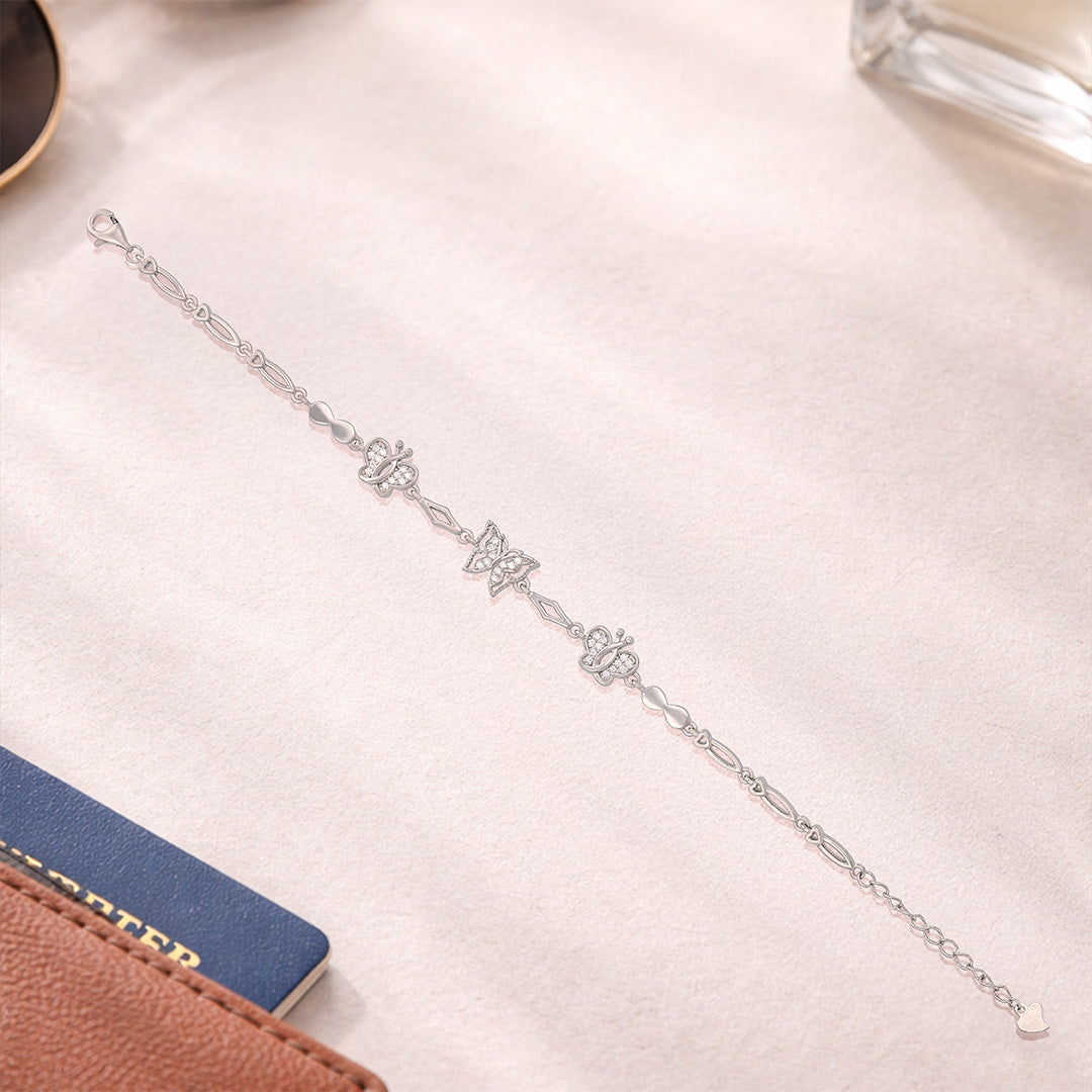 Butterfly Bloom 925 Sterling Silver Bracelet