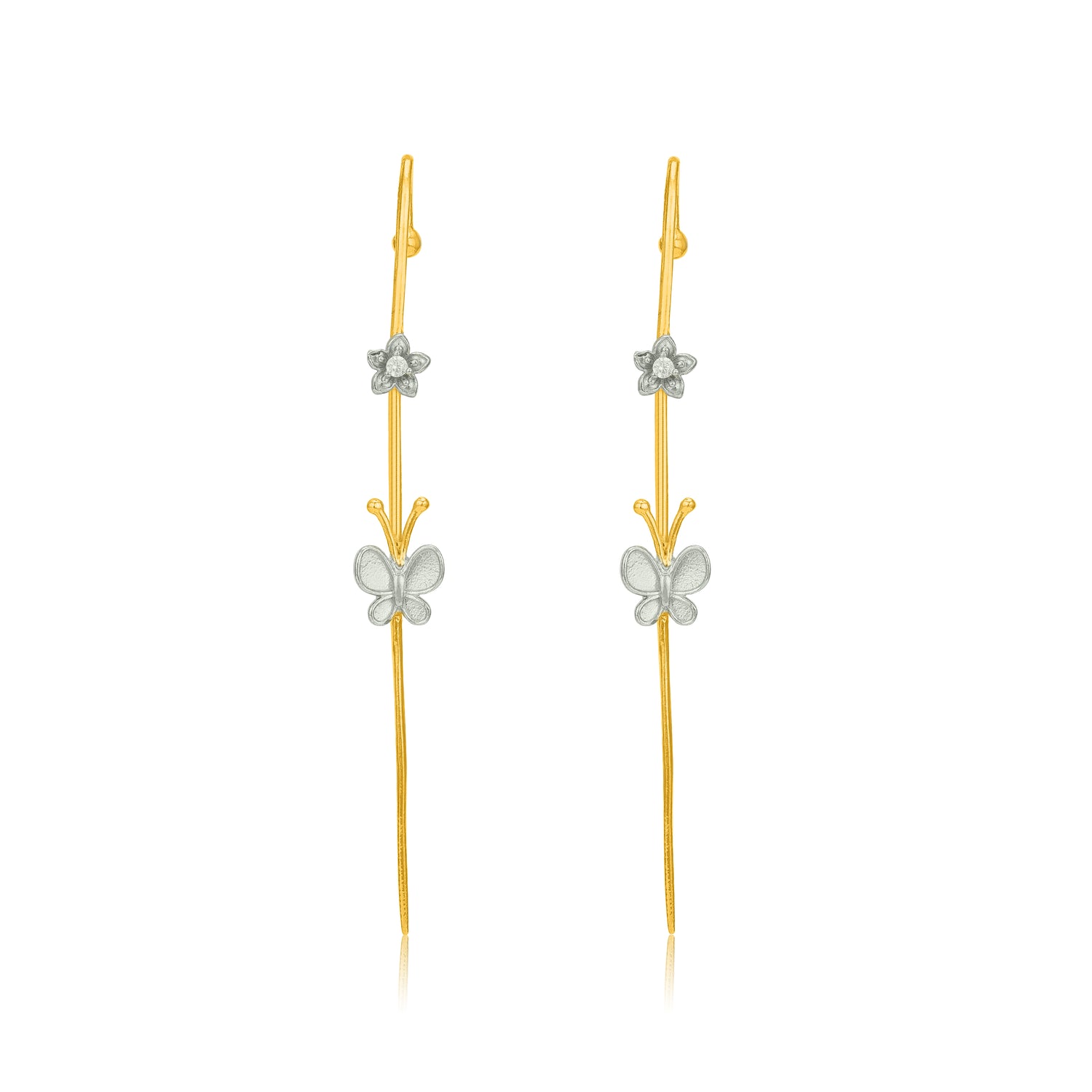 Butterfly Grace 925 Sterling Silver Golden Threader Earrings