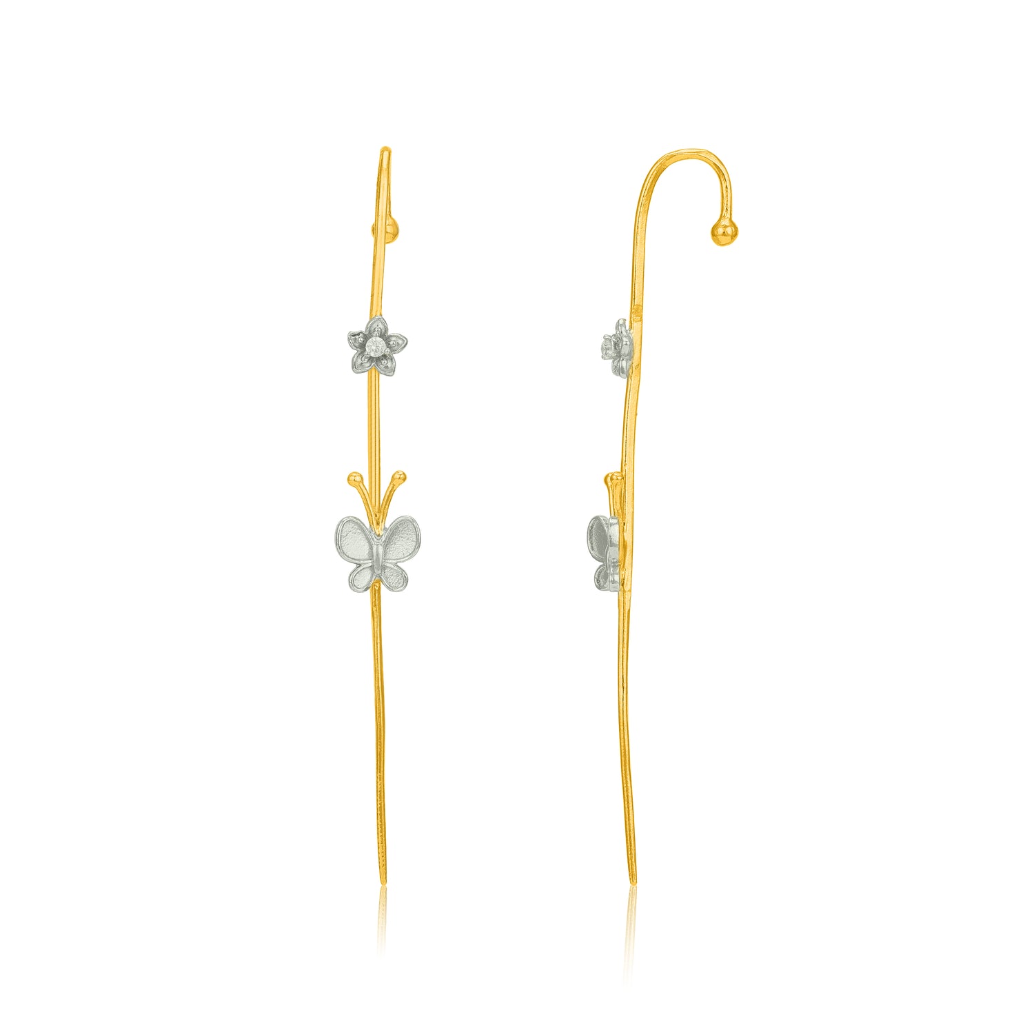 Butterfly Grace 925 Sterling Silver Golden Threader Earrings