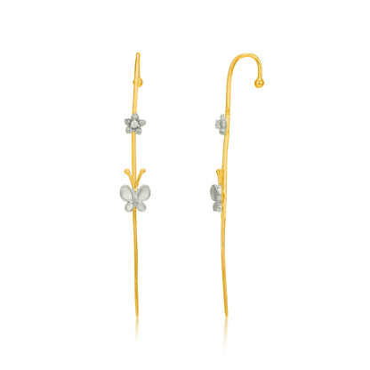 Butterfly Grace 925 Sterling Silver Golden Threader Earrings