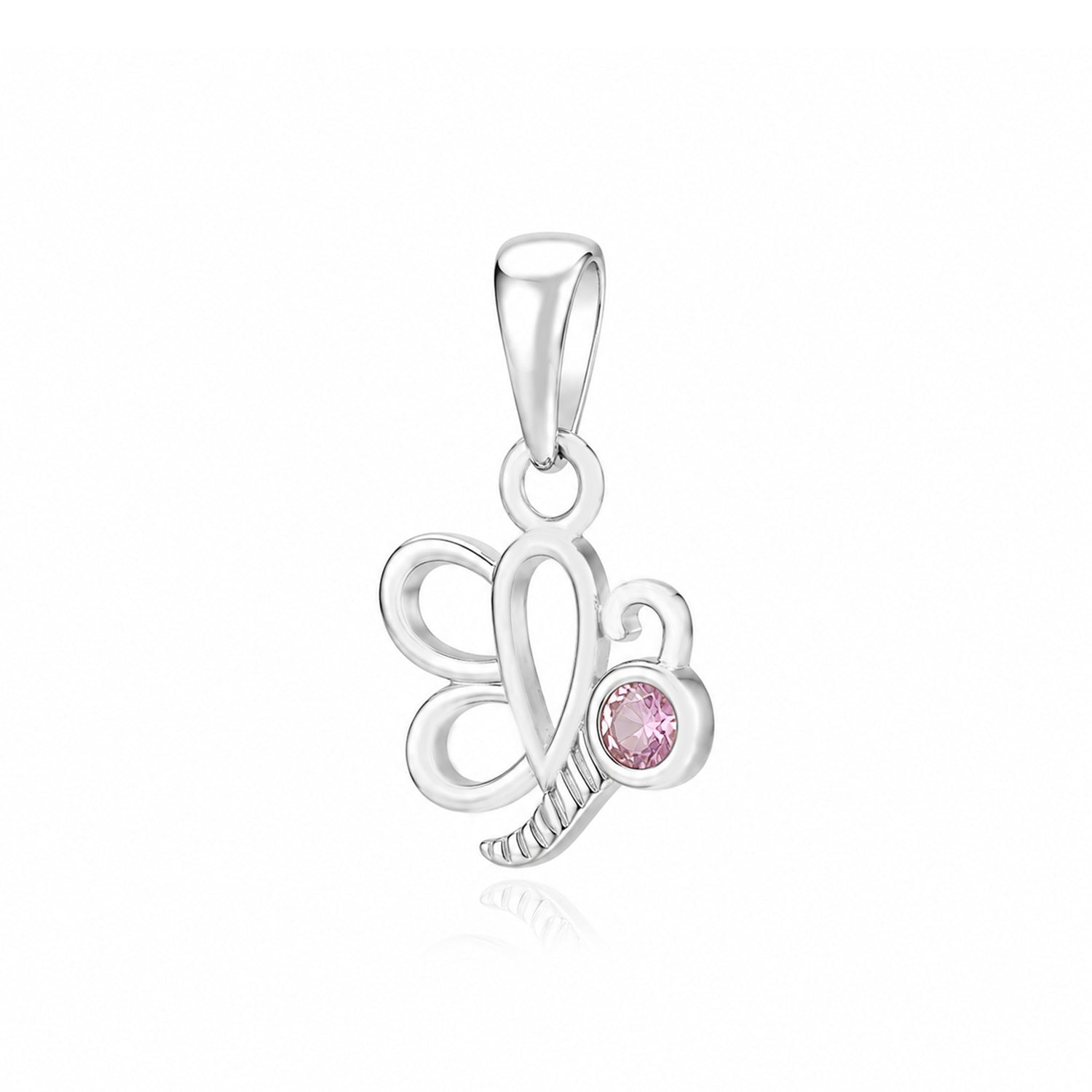 Butterfly Grace 925 Sterling Silver Pink Stone Pendant
