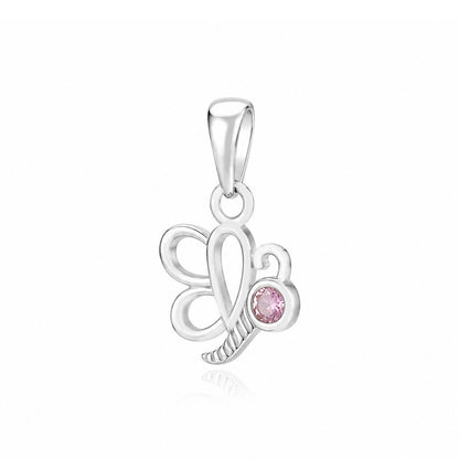 Butterfly Grace 925 Sterling Silver Pink Stone Pendant
