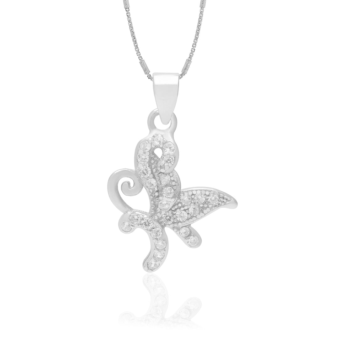 Butterfly Swirl Sparkle 925 Sterling Silver Pendant for Women