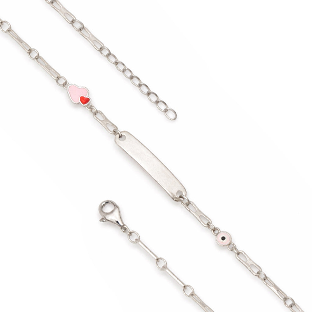 Silver chain bracelet with a heart-shaped charm on a white background