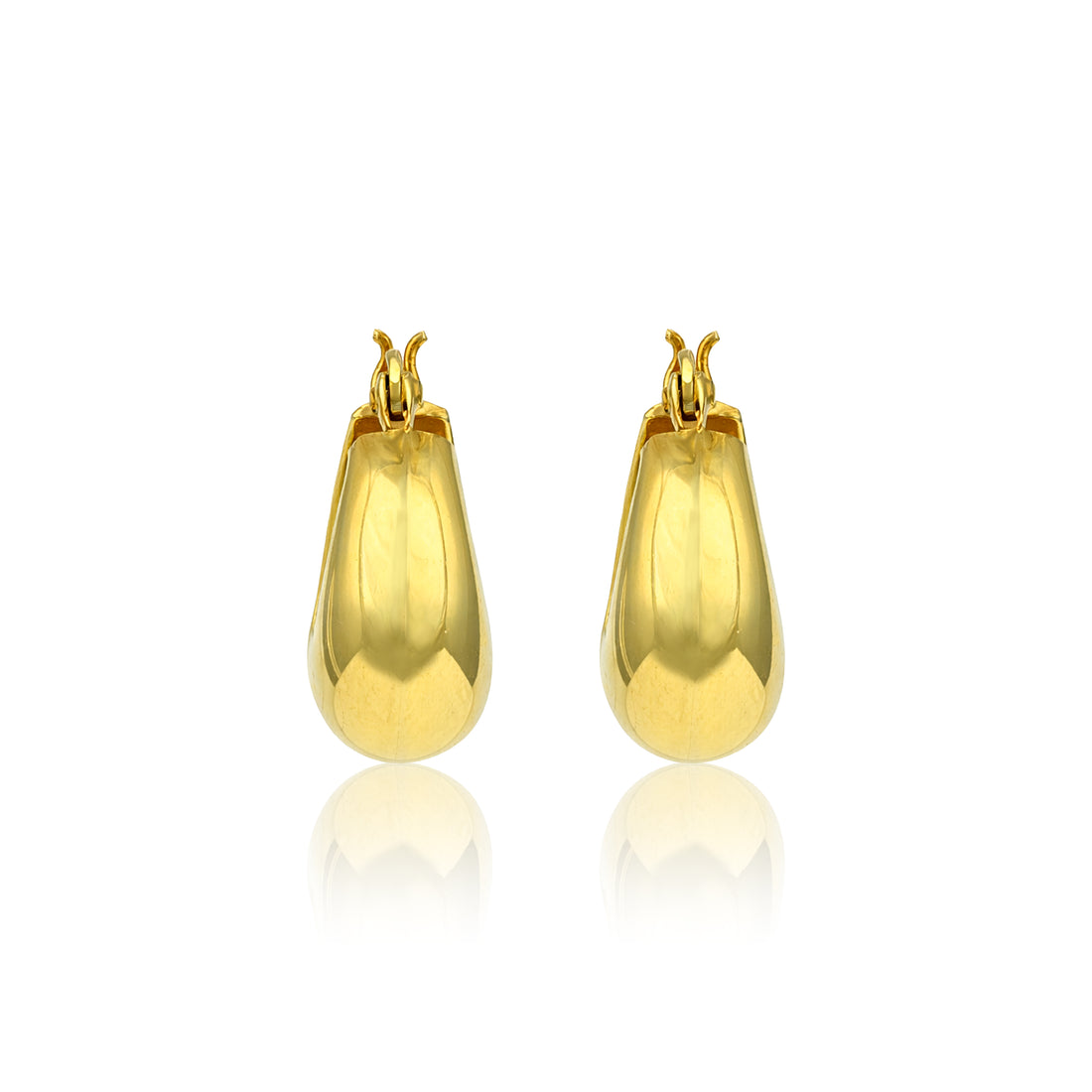 Pair of gold earrings on a white background