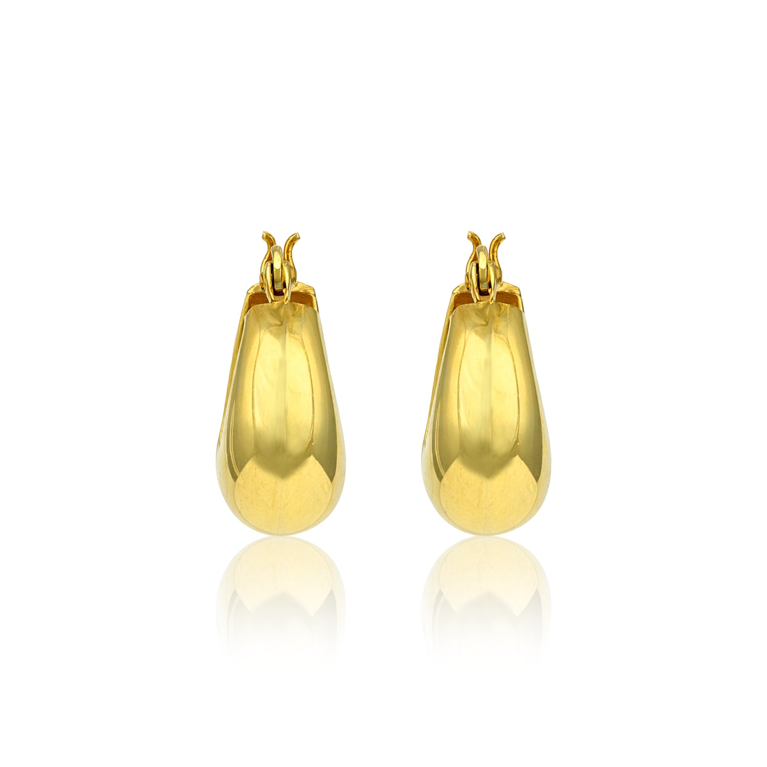 Pair of gold earrings on a white background
