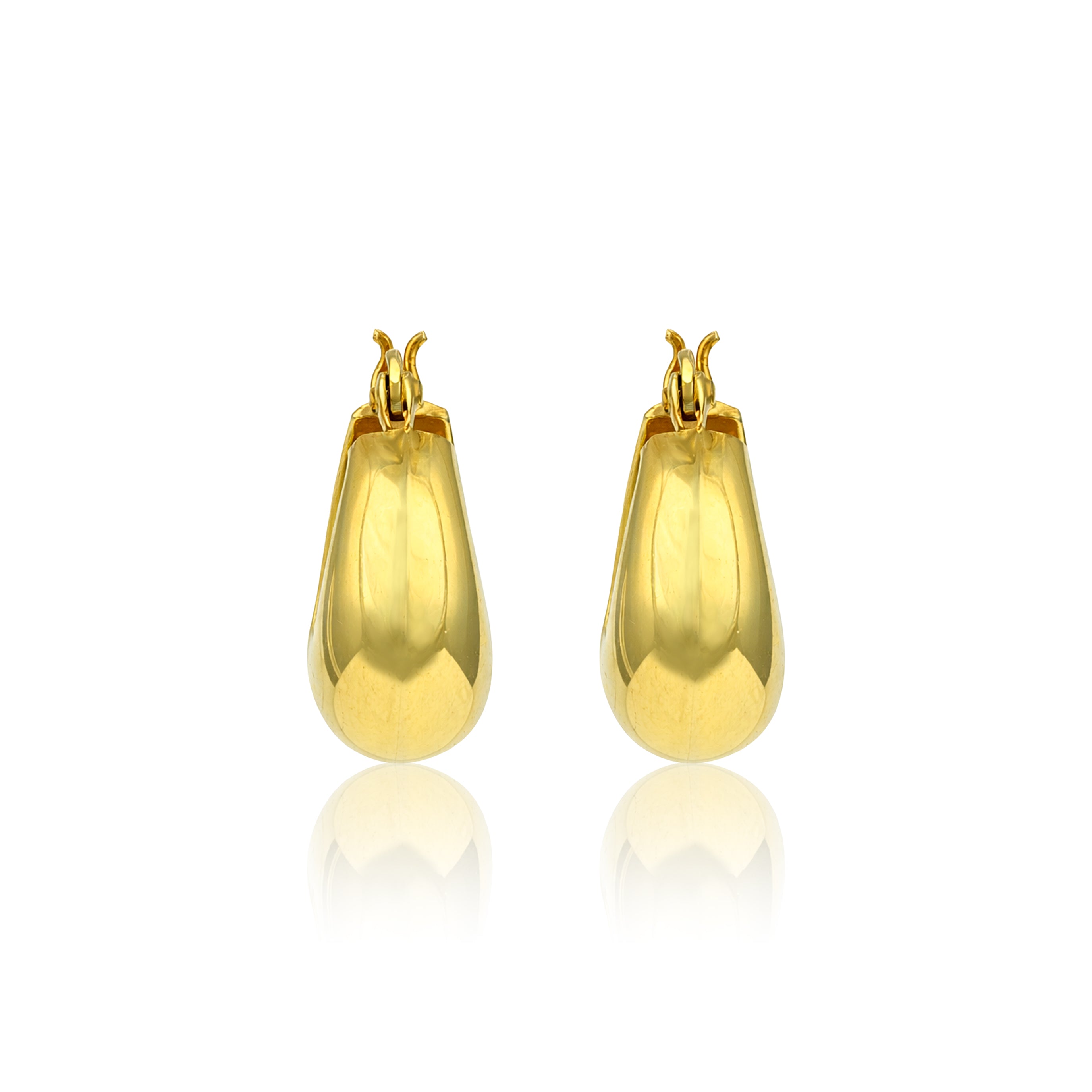 Pair of gold earrings on a white background