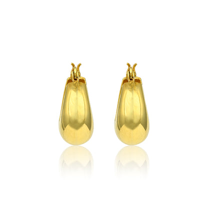 Pair of gold earrings on a white background