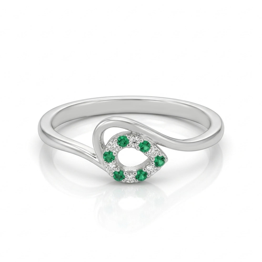 Contemporary Swirl 925 Sterling Silver Teardrop Ring for Women