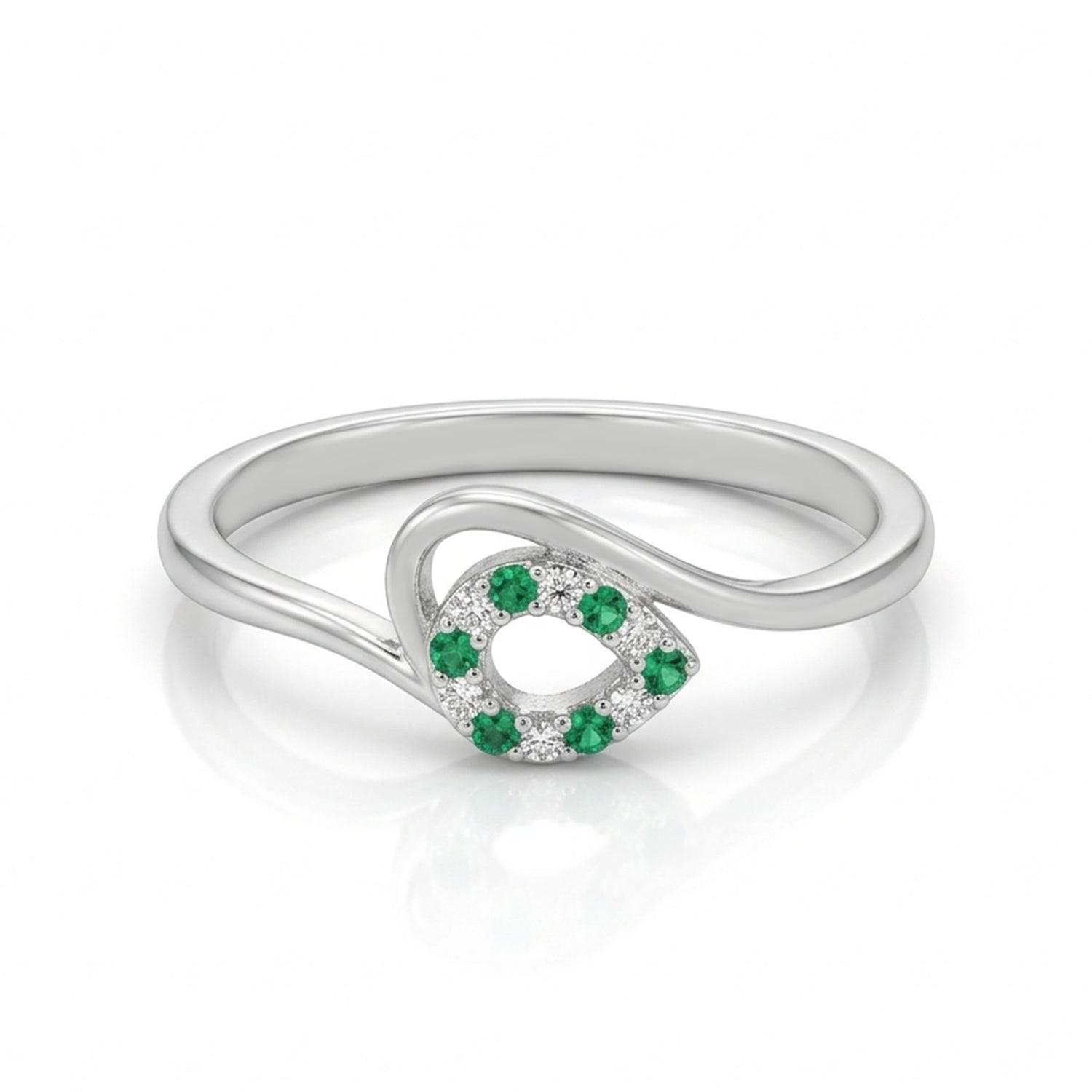 Contemporary Swirl 925 Sterling Silver Teardrop Ring for Women