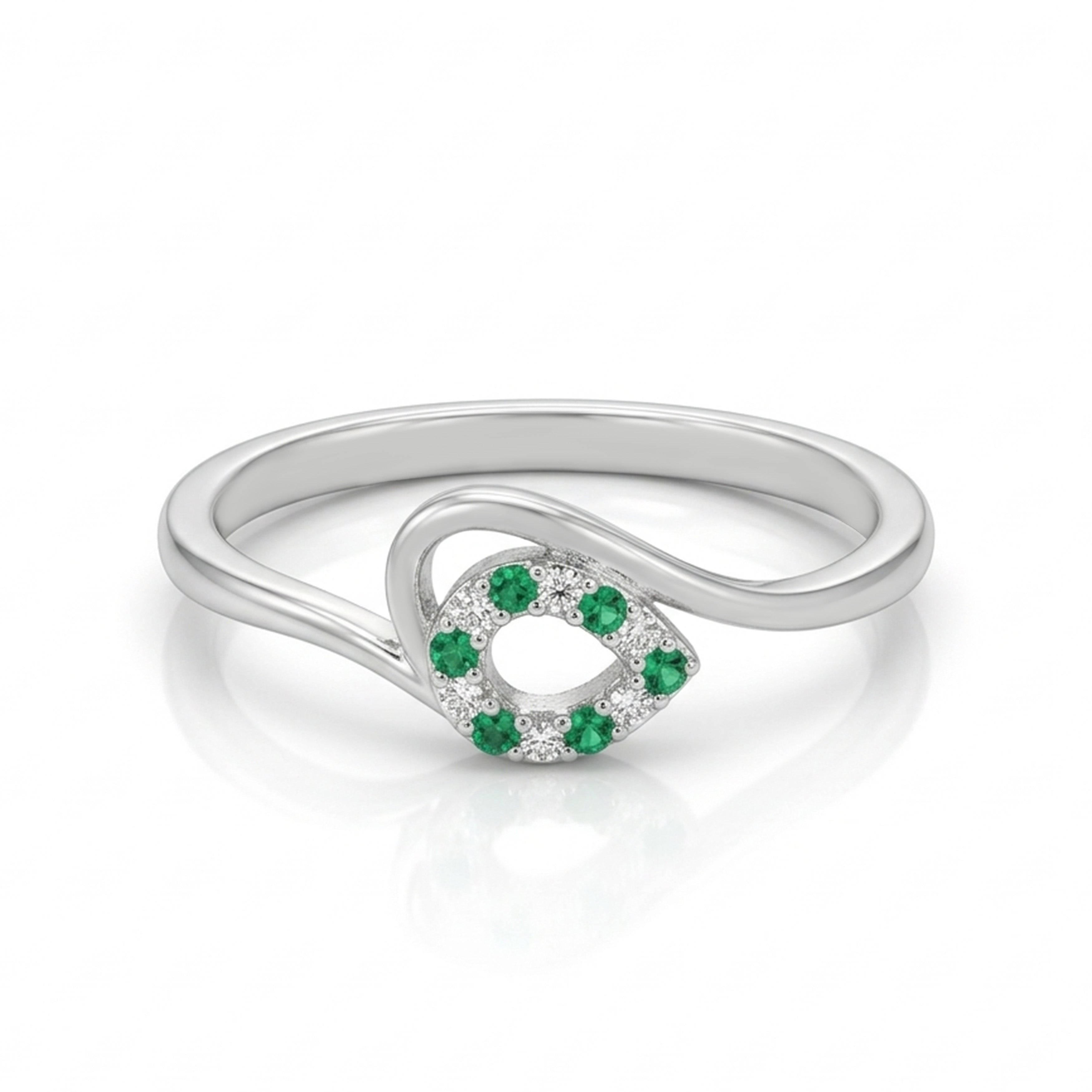 Contemporary Swirl 925 Sterling Silver Teardrop Ring for Women