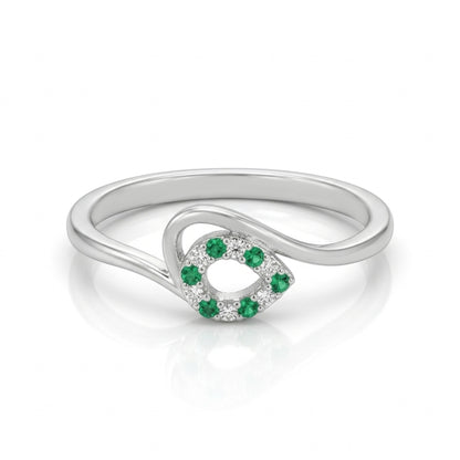 Contemporary Swirl 925 Sterling Silver Teardrop Ring for Women
