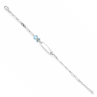 Silver bracelet with a blue gemstone on a white background