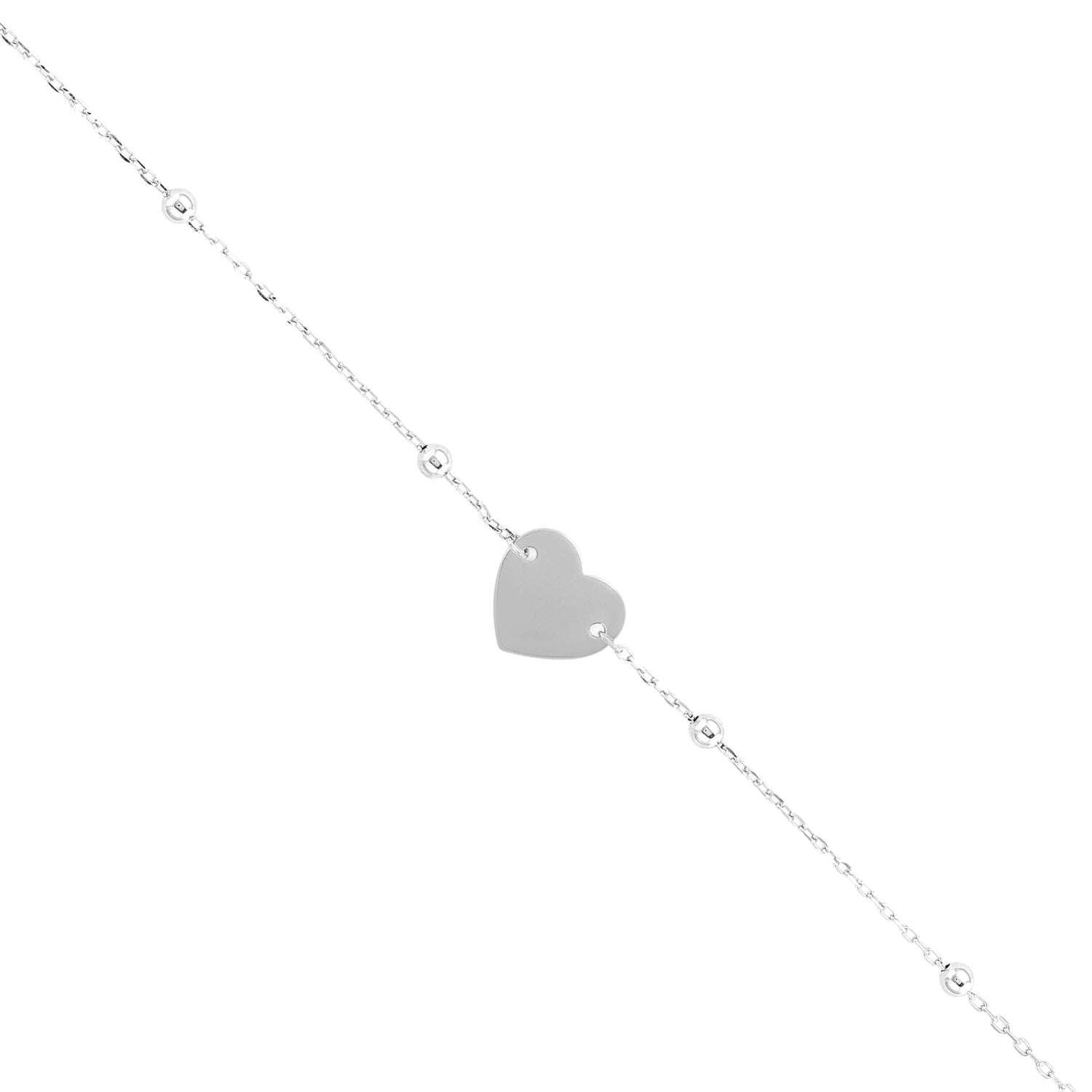 Timeless Heart Charm 925 Rhodium Plated Linked Bracelets