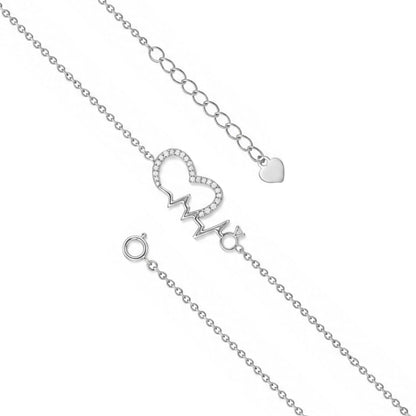 Heartbeat Lifeline and Ring Sterling Silver Bracelet