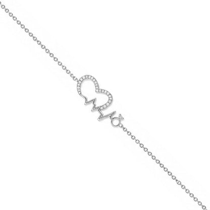 Heartbeat Lifeline and Ring Sterling Silver Bracelet