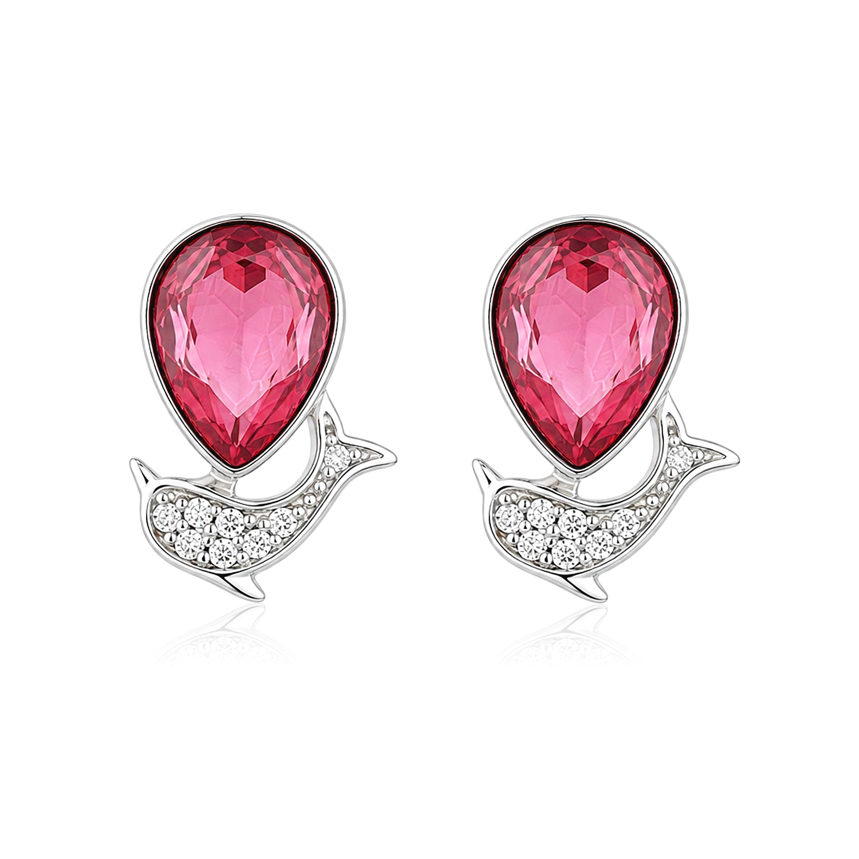 Dainty Ocean Sparkle Drop Dolphin 925 Sterling Silver Earrings for women