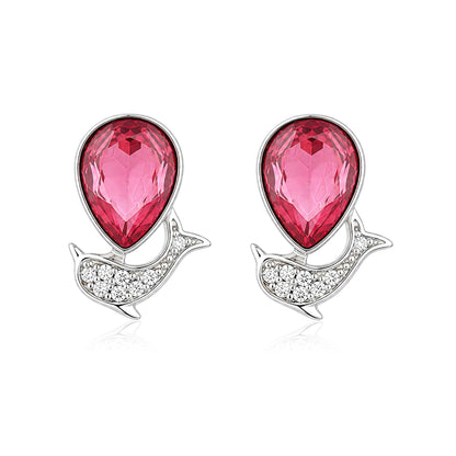 Dainty Ocean Sparkle Drop Dolphin 925 Sterling Silver Earrings for women