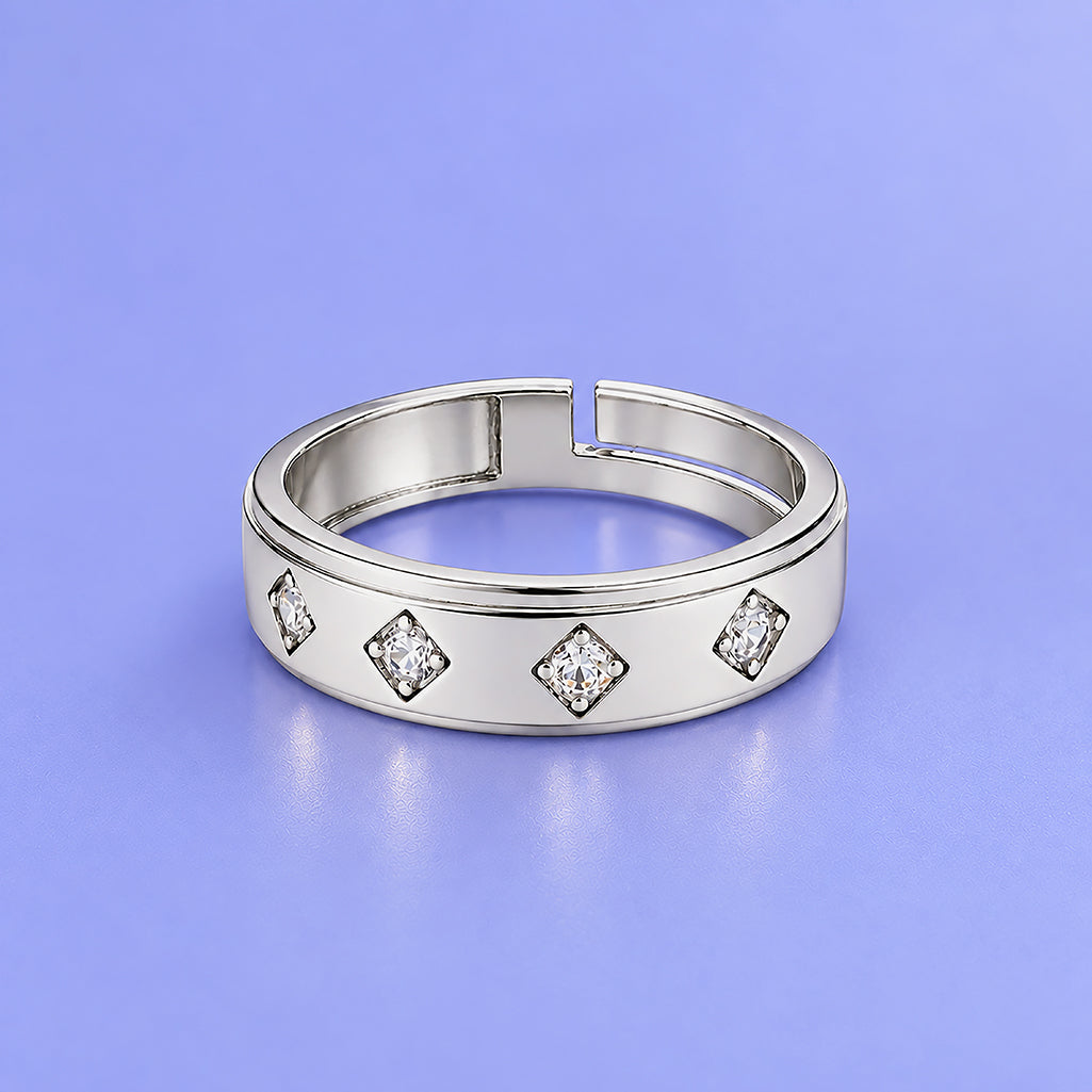 Sterling Square Spark 925 Silver Band Ring