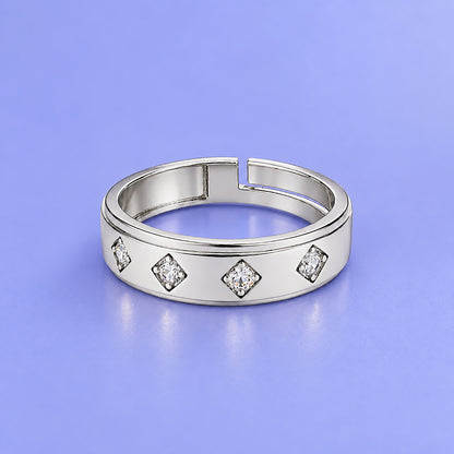 Sterling Square Spark 925 Silver Band Ring