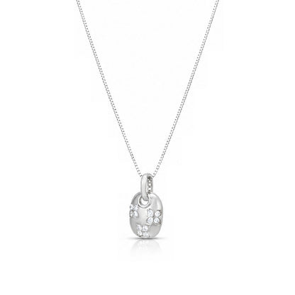 Clover Oval Crystal Silver ChainPendant