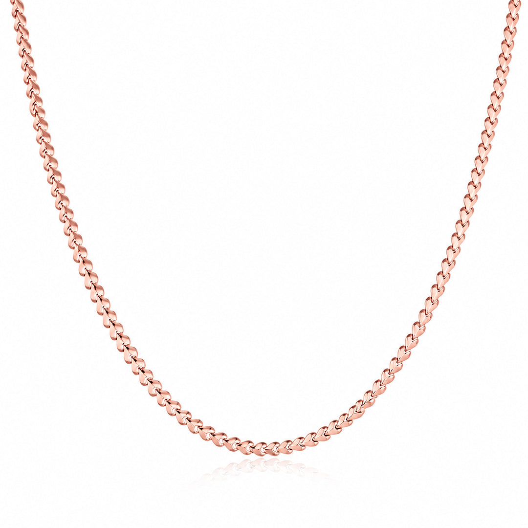 Luxurious Rose Gold Flat Link 925 Sterling Silver Chain for Women