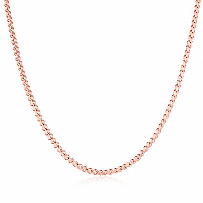 Luxurious Rose Gold Flat Link 925 Sterling Silver Chain for Women