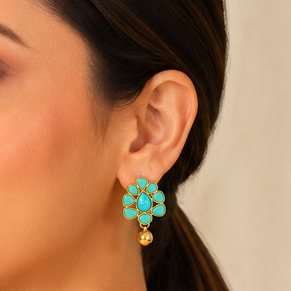 Graceful Turquoise Harmony 925 Sterling Silver Fashion Earrings