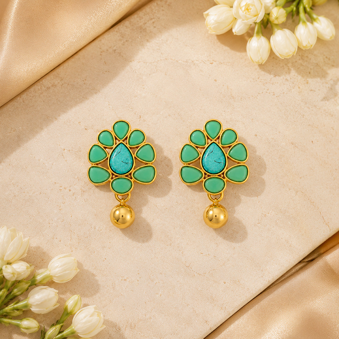 Graceful Turquoise Harmony 925 Sterling Silver Fashion Earrings