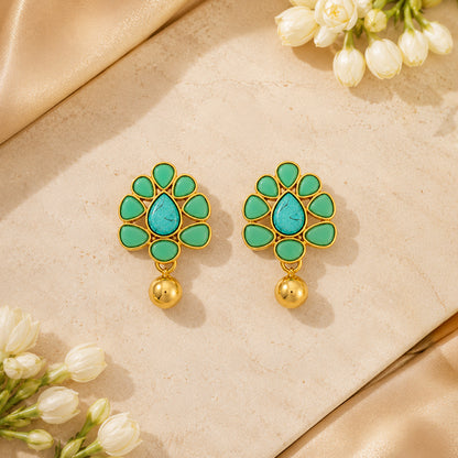 Graceful Turquoise Harmony 925 Sterling Silver Fashion Earrings