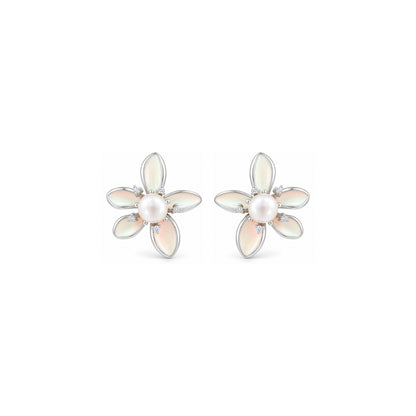 Opaline Petal Grace 925 Sterling Silver Pearl Earrings