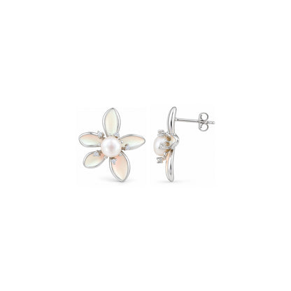 Opaline Petal Grace 925 Sterling Silver Pearl Earrings