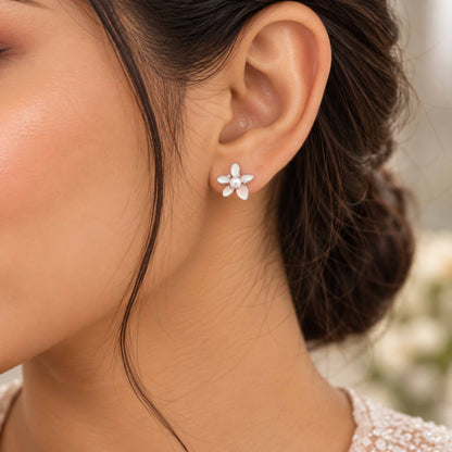 Opaline Petal Grace 925 Sterling Silver Pearl Earrings