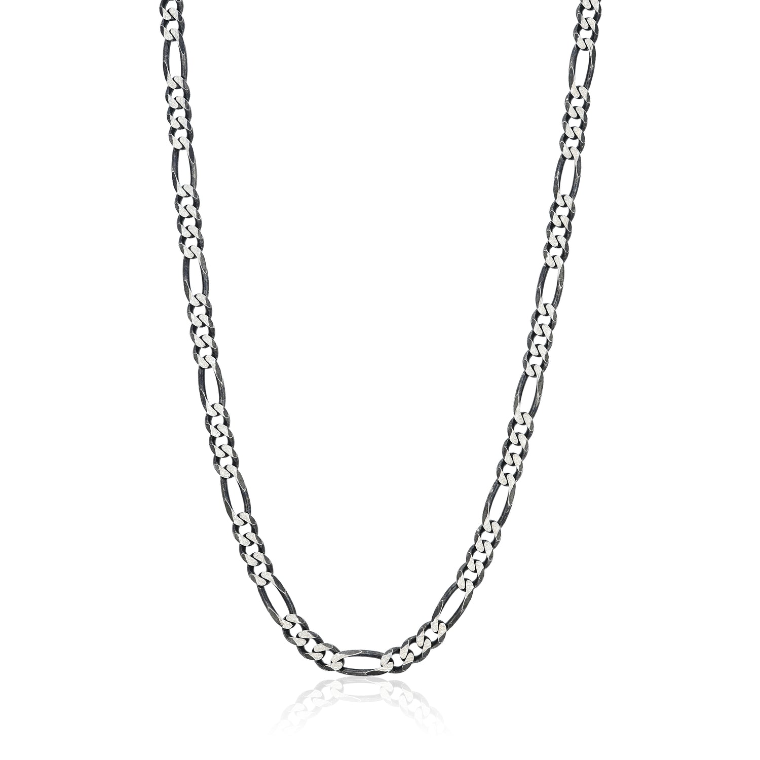 Silver chain necklace on a white background