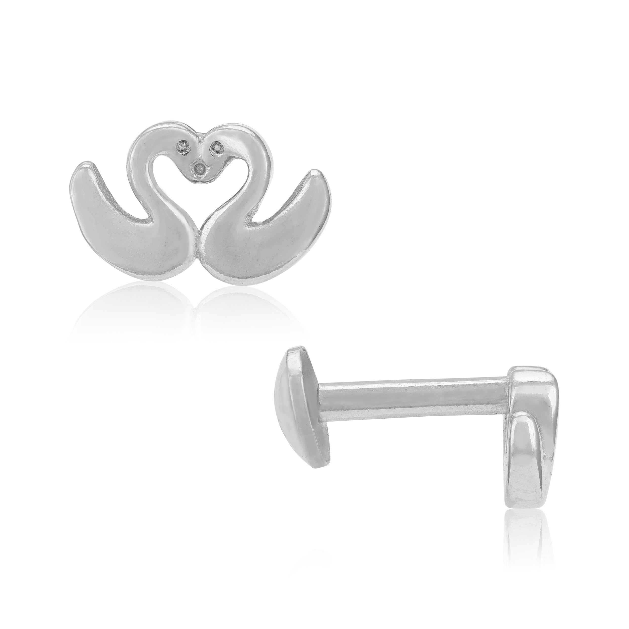 Radiant Twin Swan 925 Sterling Silver Earrings for Women