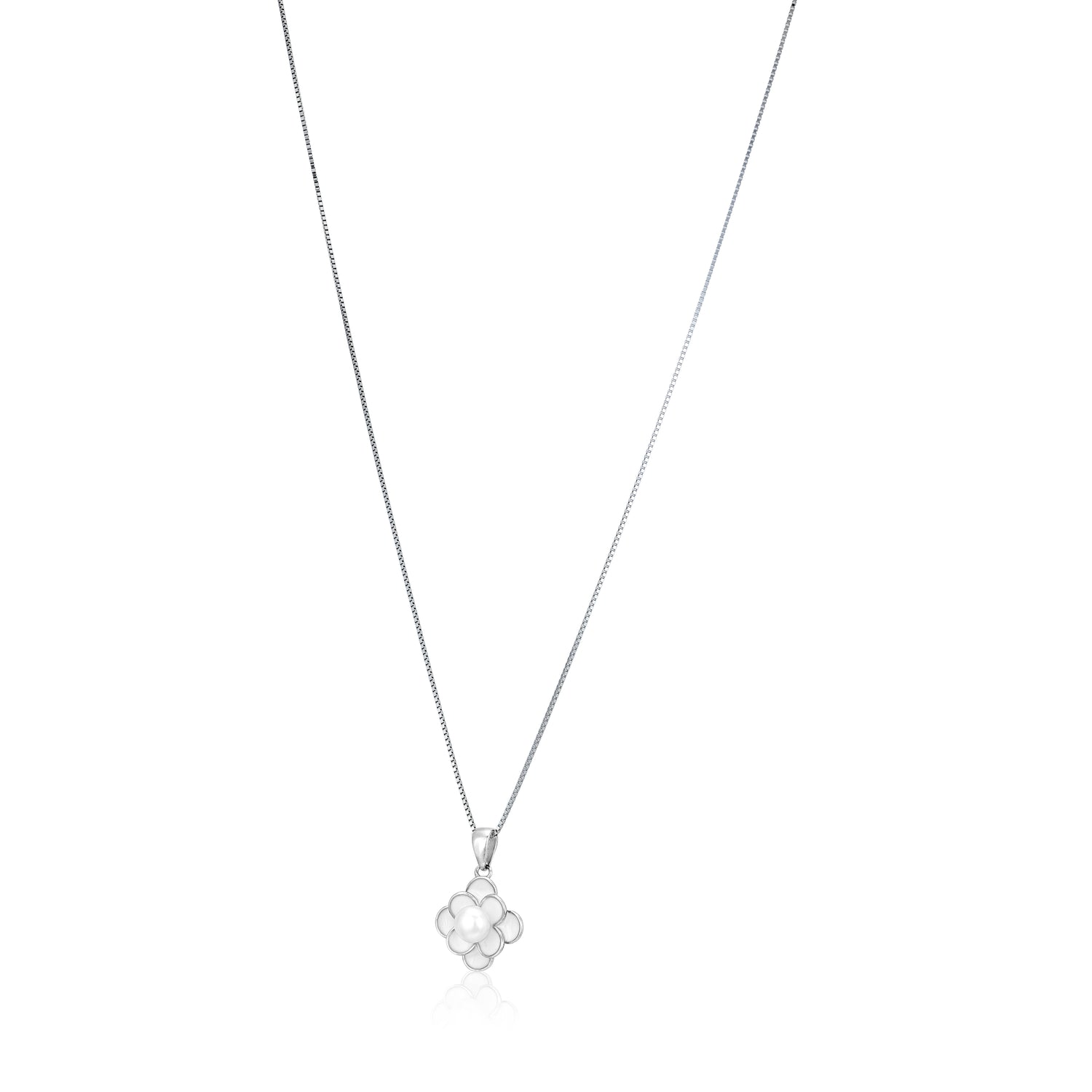 Pearl Blossom Flower Style 925 Sterling Silver Chain Pendant for Women