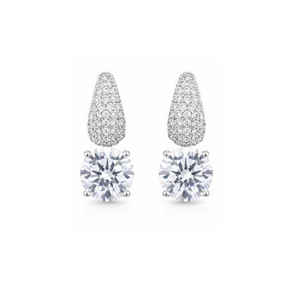 Pair of diamond earrings on a white background