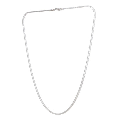 Geometric Bar and Ball Station Sterling Silver Chain