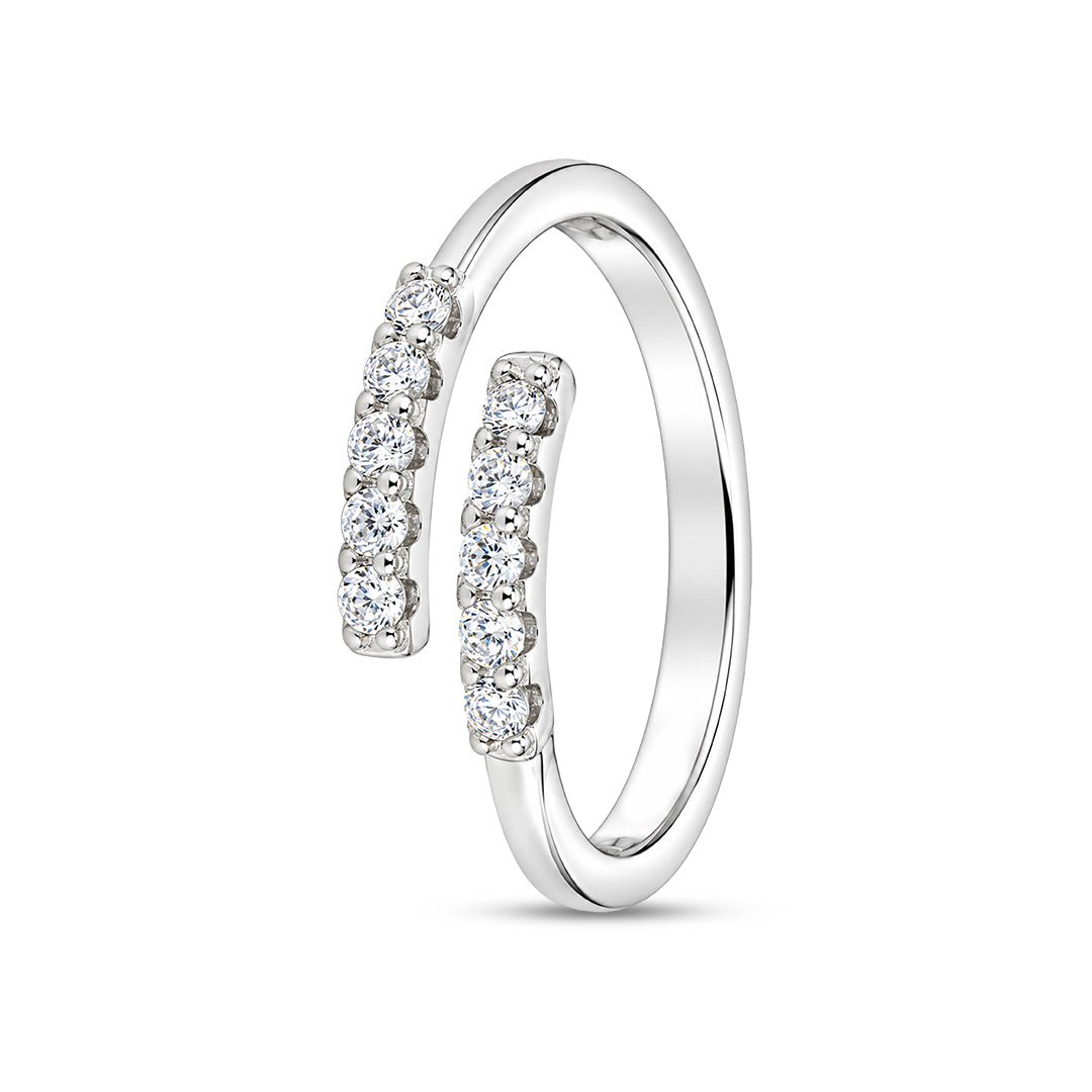 Double Row Crystal Wrap Sterling Silver Toe Ring