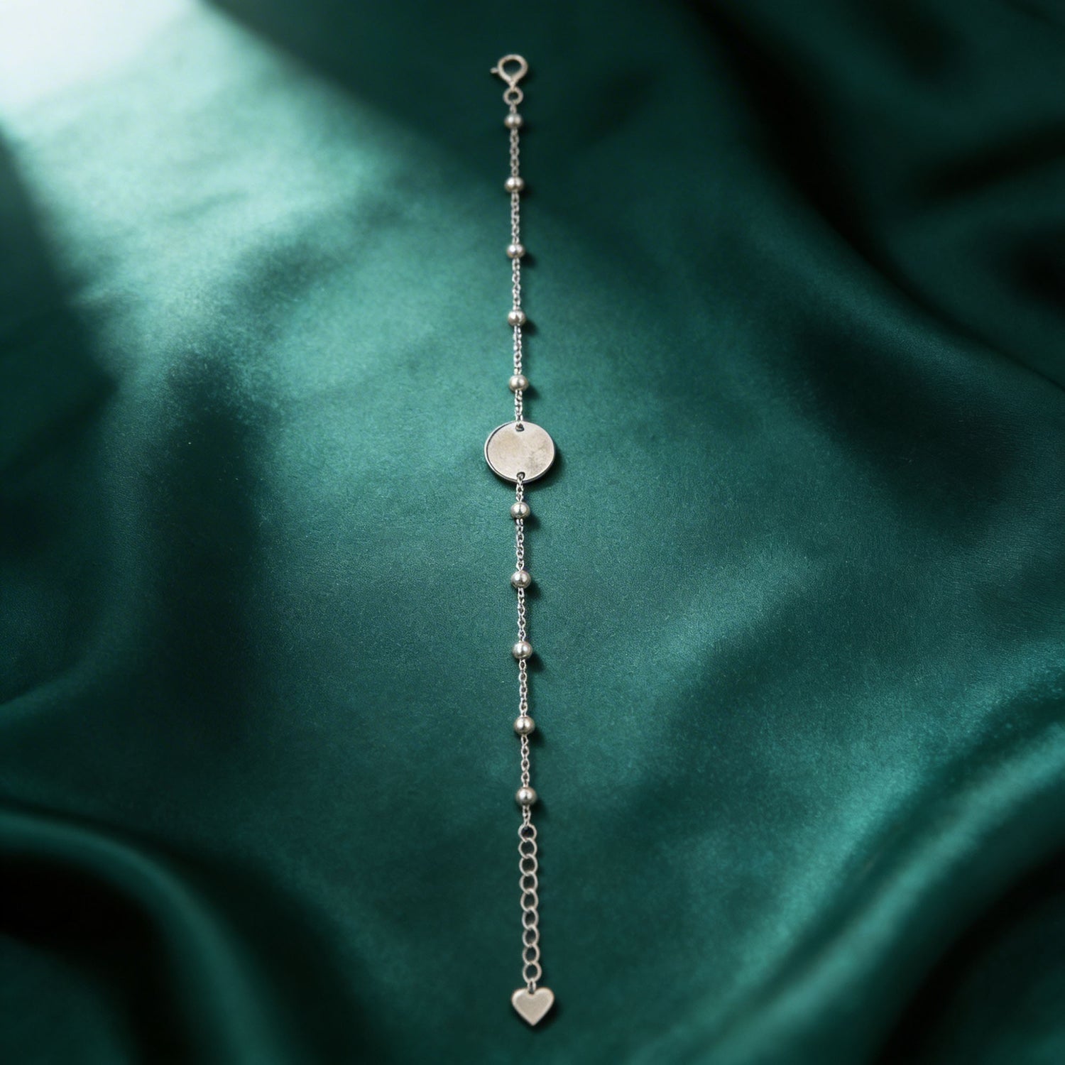 Sleek Beaded Disc 925 Sterling Silver Bracelet for women