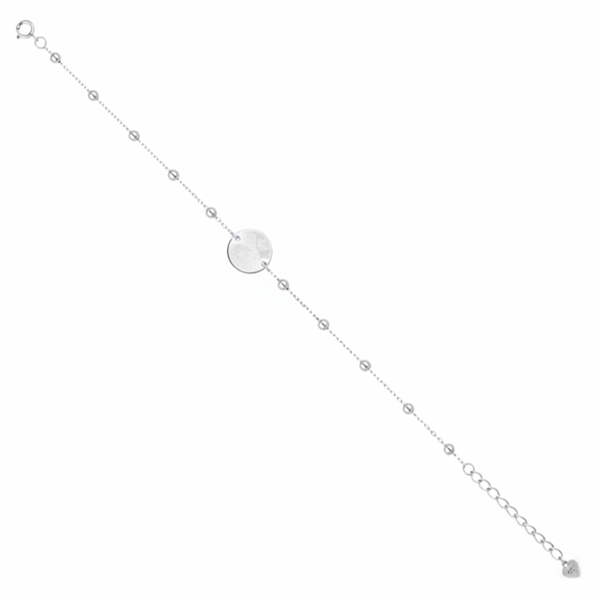 Silver bracelet with heart-shaped charm on a white background