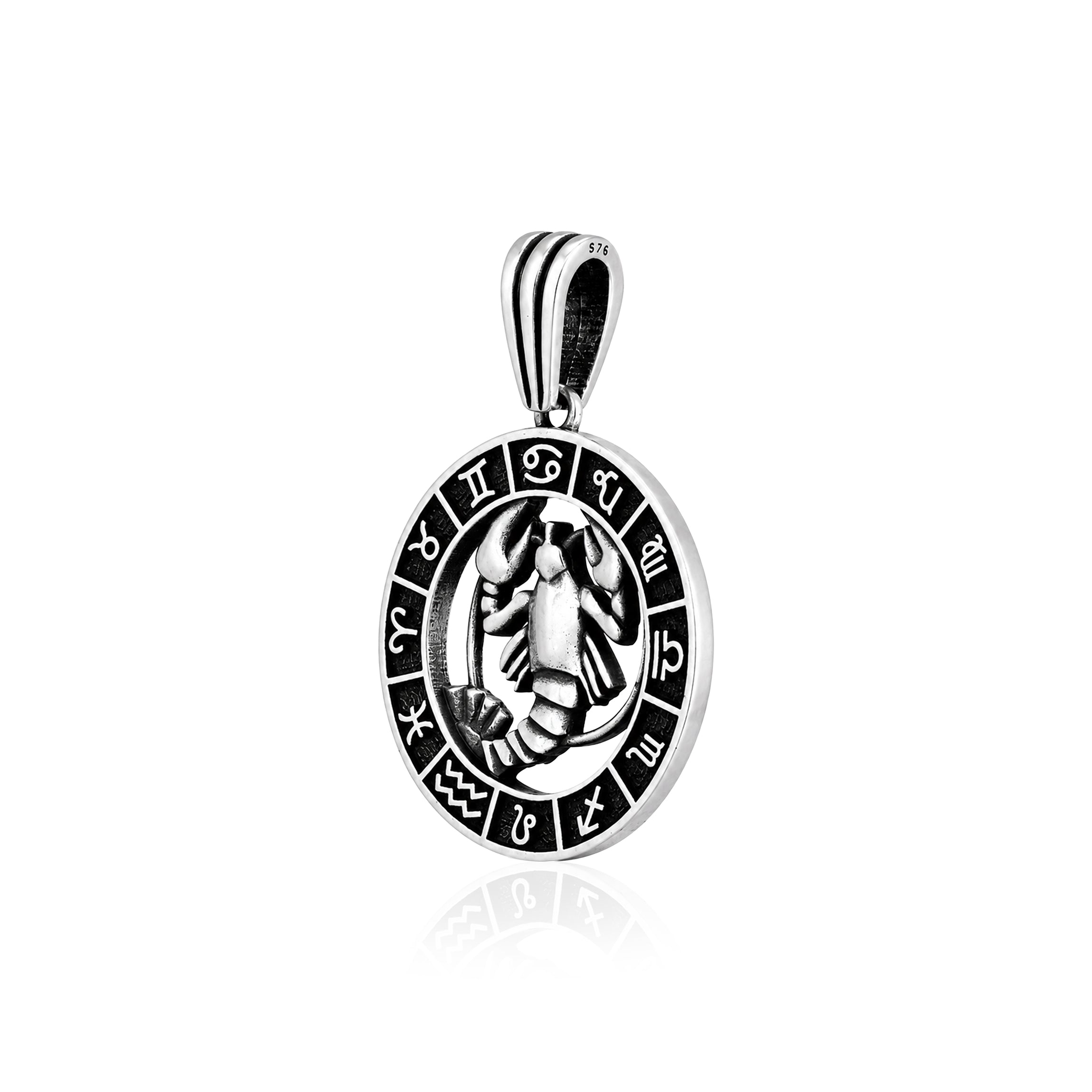 Cancer Zodiac Silver Rakhi Pendant