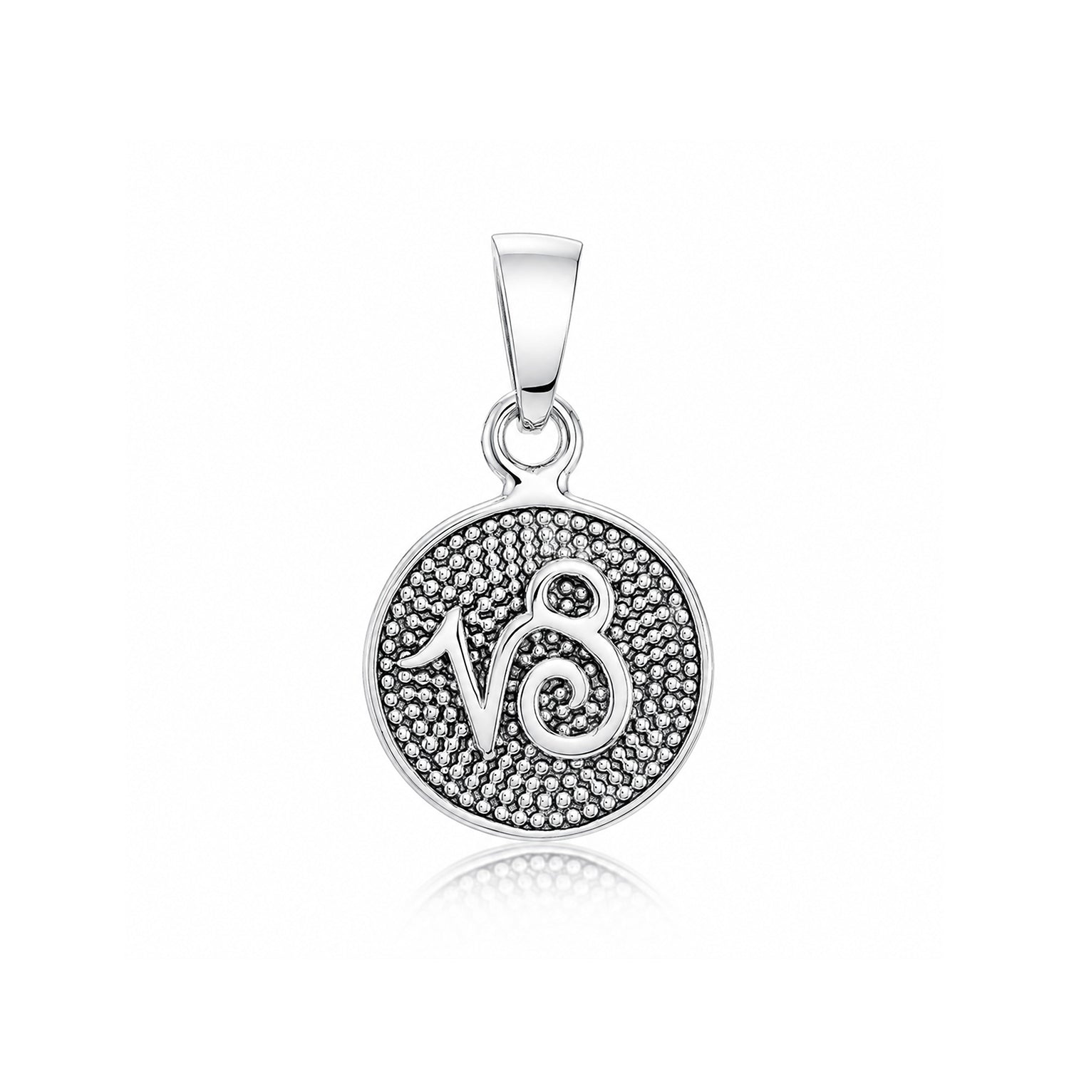 Capricorn Zodiac Medallion 925 Sterling Silver Pendant