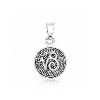 Capricorn Zodiac Medallion 925 Sterling Silver Pendant