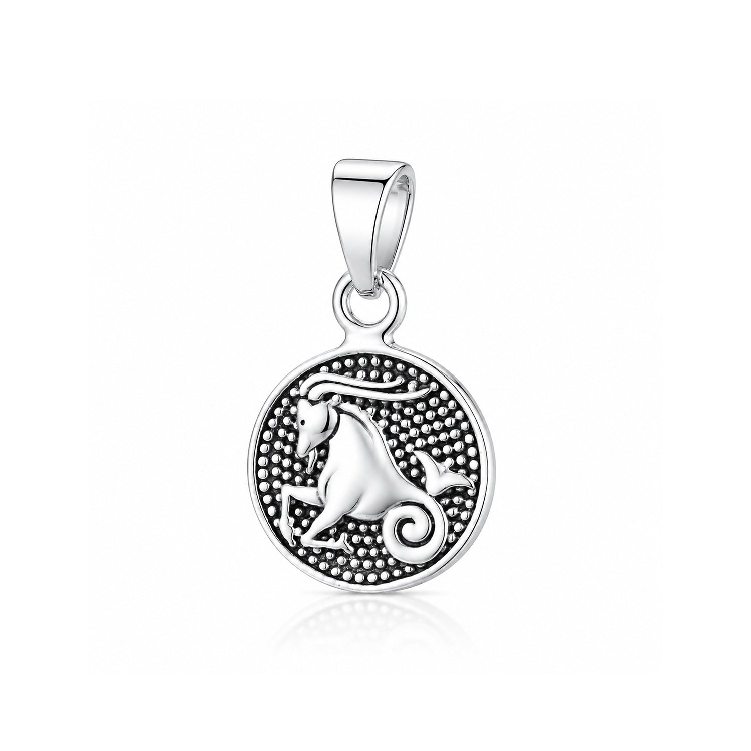 Capricorn Zodiac Medallion 925 Sterling Silver Pendant