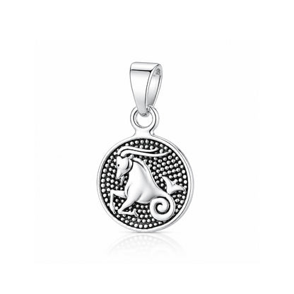 Capricorn Zodiac Medallion 925 Sterling Silver Pendant