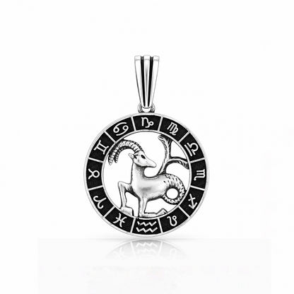 Capricorn Zodiac Silver Pendant