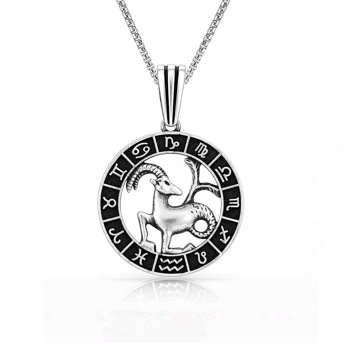 Capricorn Zodiac Silver Pendant
