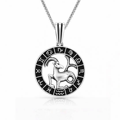 Capricorn Zodiac Silver Pendant