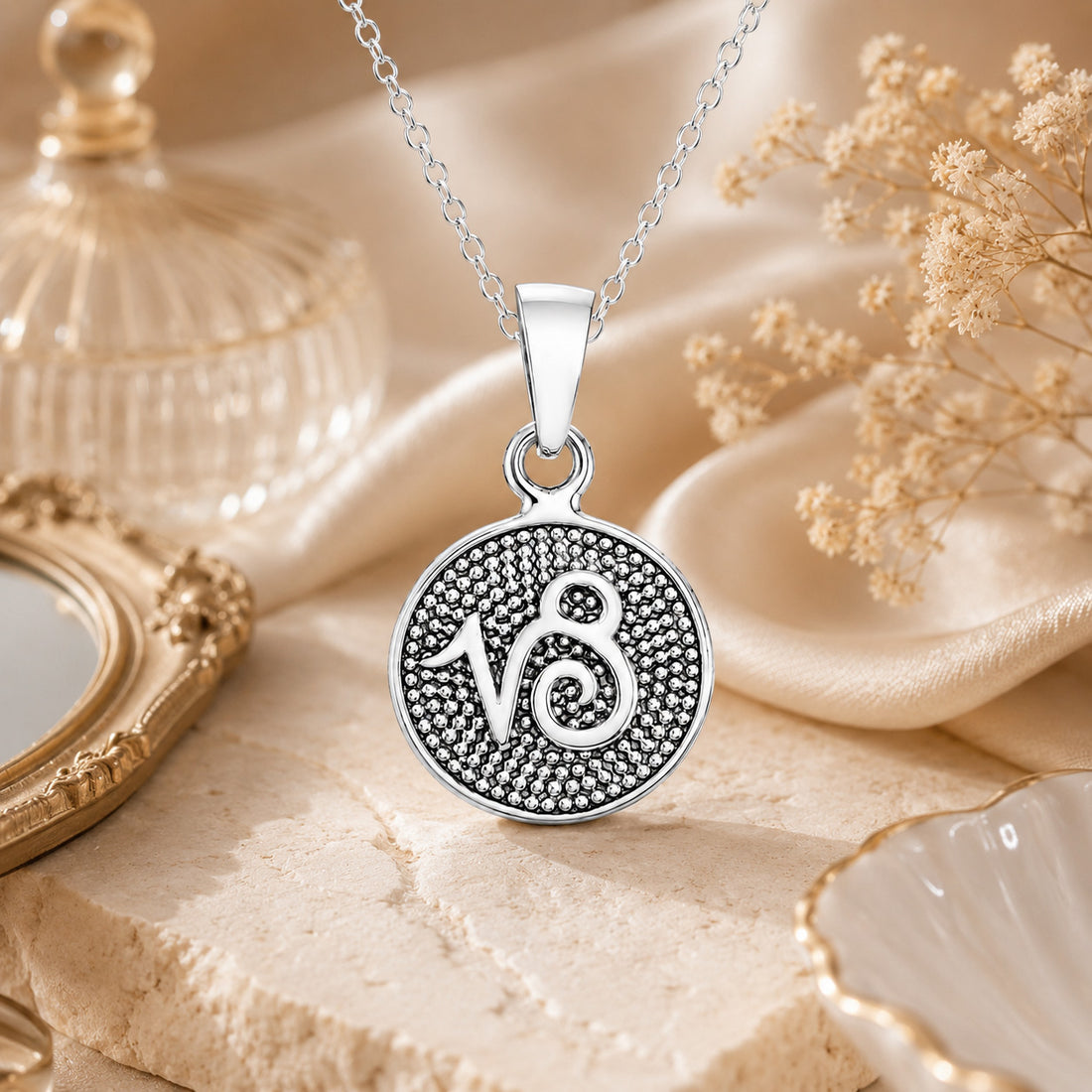 Capricorn Zodiac Medallion 925 Sterling Silver Pendant